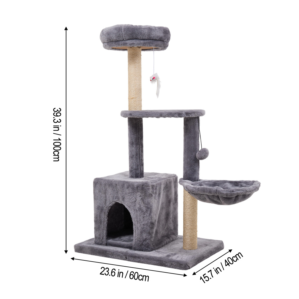 Multi-Level Cat Climbing Tower with Scratch Area