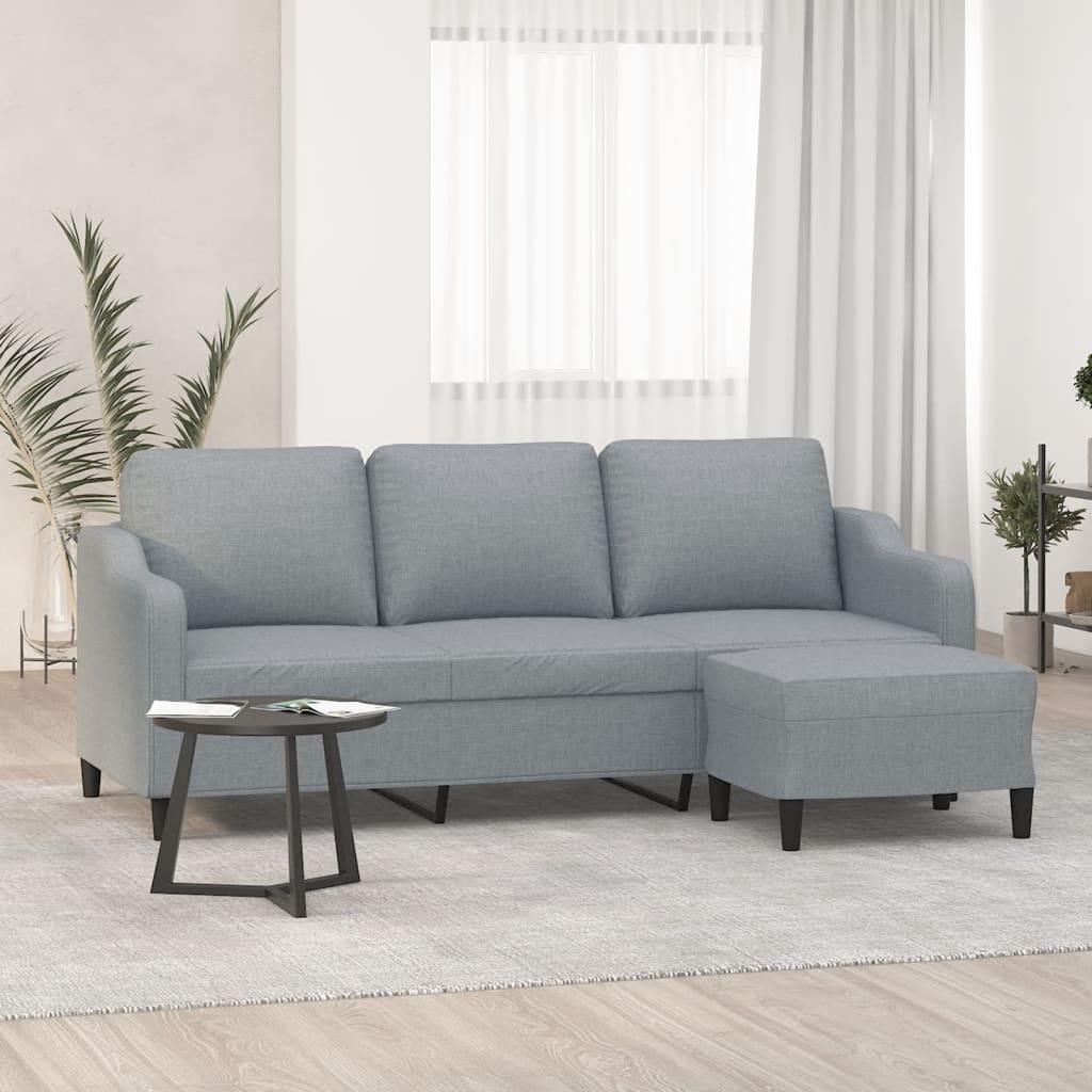 Vidaxl 3-seater Sofa With Ottoman, Living Room Lounge Couch With Footstool