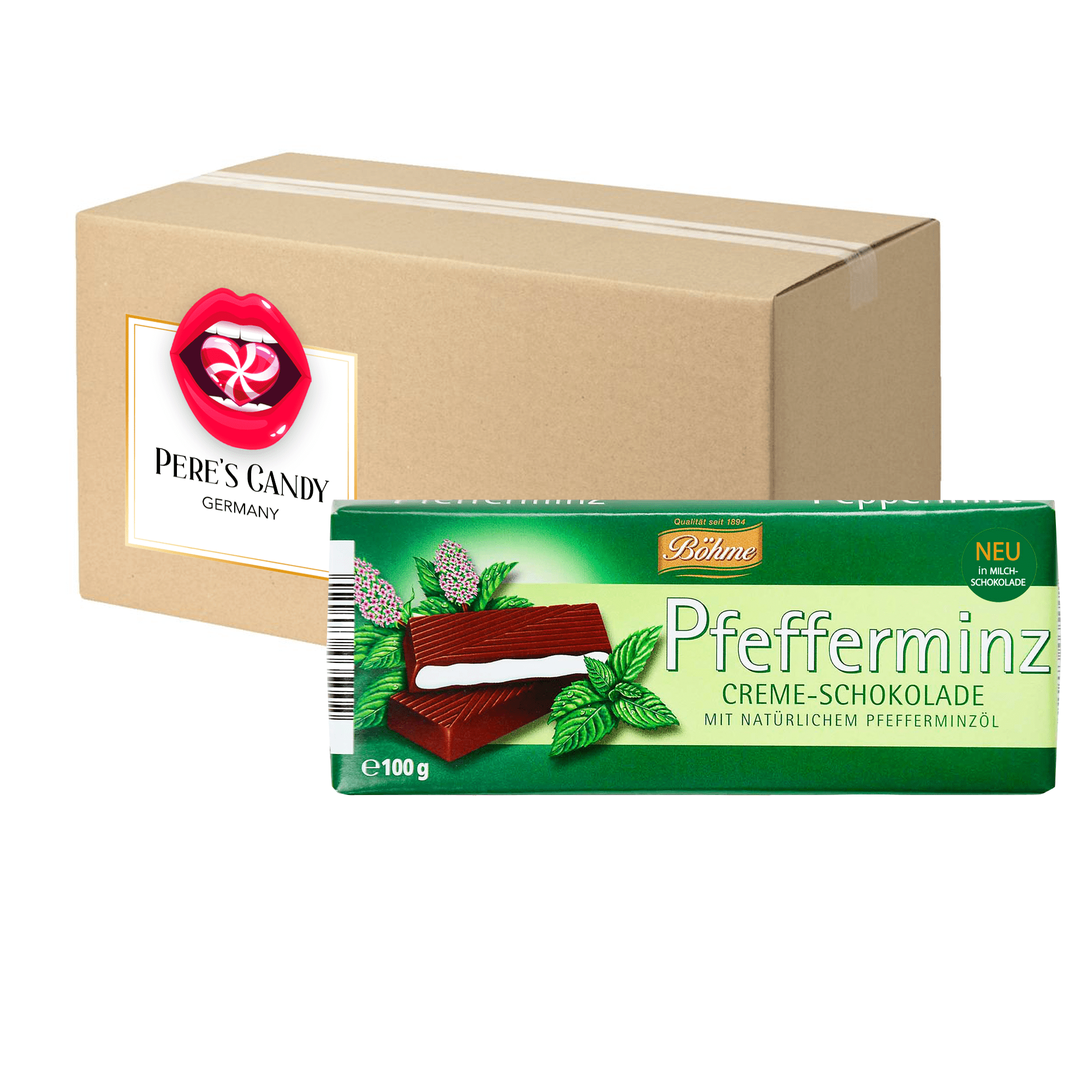 Image of Böhme Peppermint Milk Chocolate 10x100g Milk Chocolate With Peppermint Cream Filling 1000g