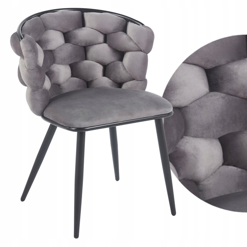 TEMU Gray Braided Velvet Straight Comfortable Chair For The Living Room
