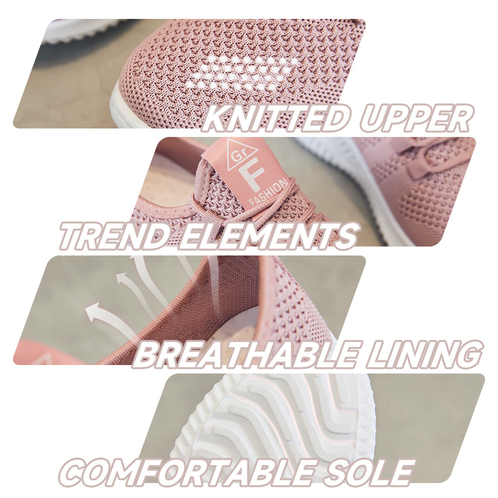 Pink Women's Running Trainers, Lightweight Slip-On Sneakers