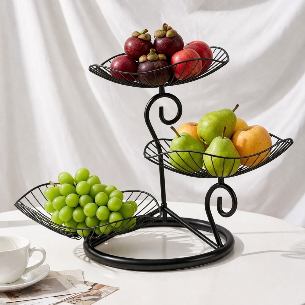 TEMU 3-tier Kitchen Fruit Basket Stand Countertop Vegetable Produce Storage Rack Multi-functional Organizer For Fruit Kitchen Use