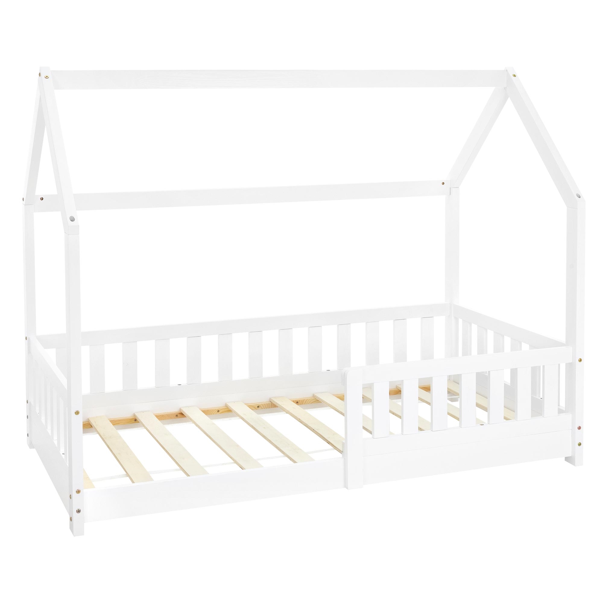 Image of Ml-design Children's Bed With Fall Protection, Slatted Frame, Solid Wood Children's Bed, House Bed For Girls/boys, House Bed Made Of Solid Pine Wood, Stable Youth Bed Bed Frame