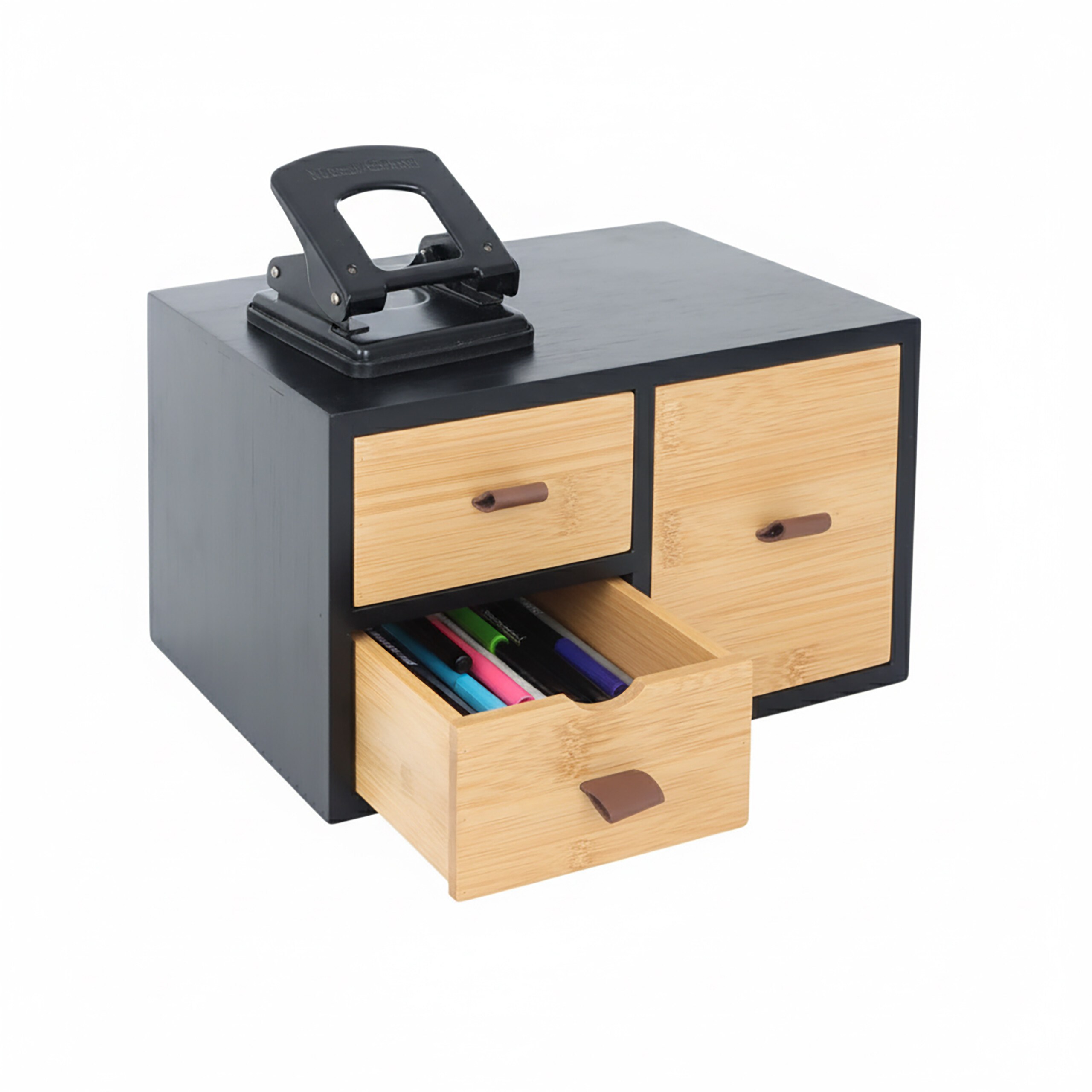 Drawer Box In Black/natural - (w)25 X (h)15 X (d)20 Cm