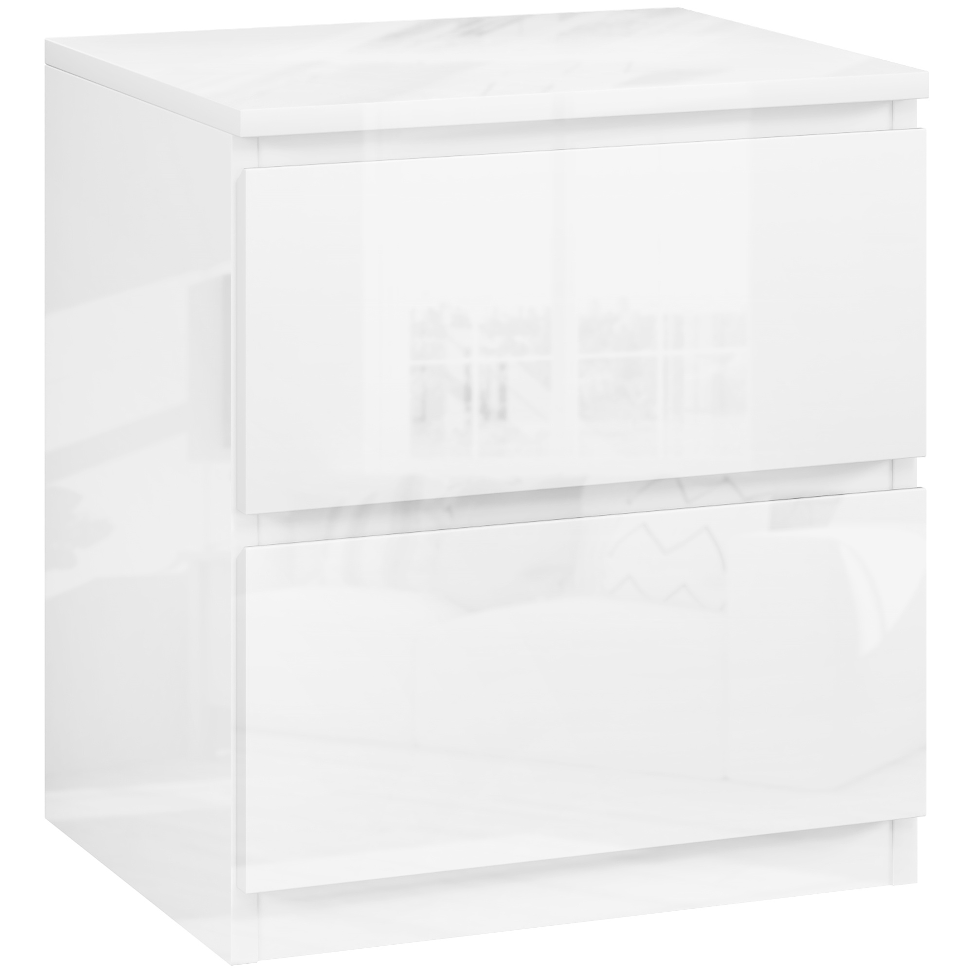Homcom Modern Nightstand 2-drawer Nightstand Table For Bedroom Living Room 40x34x45 Cm White Gloss
