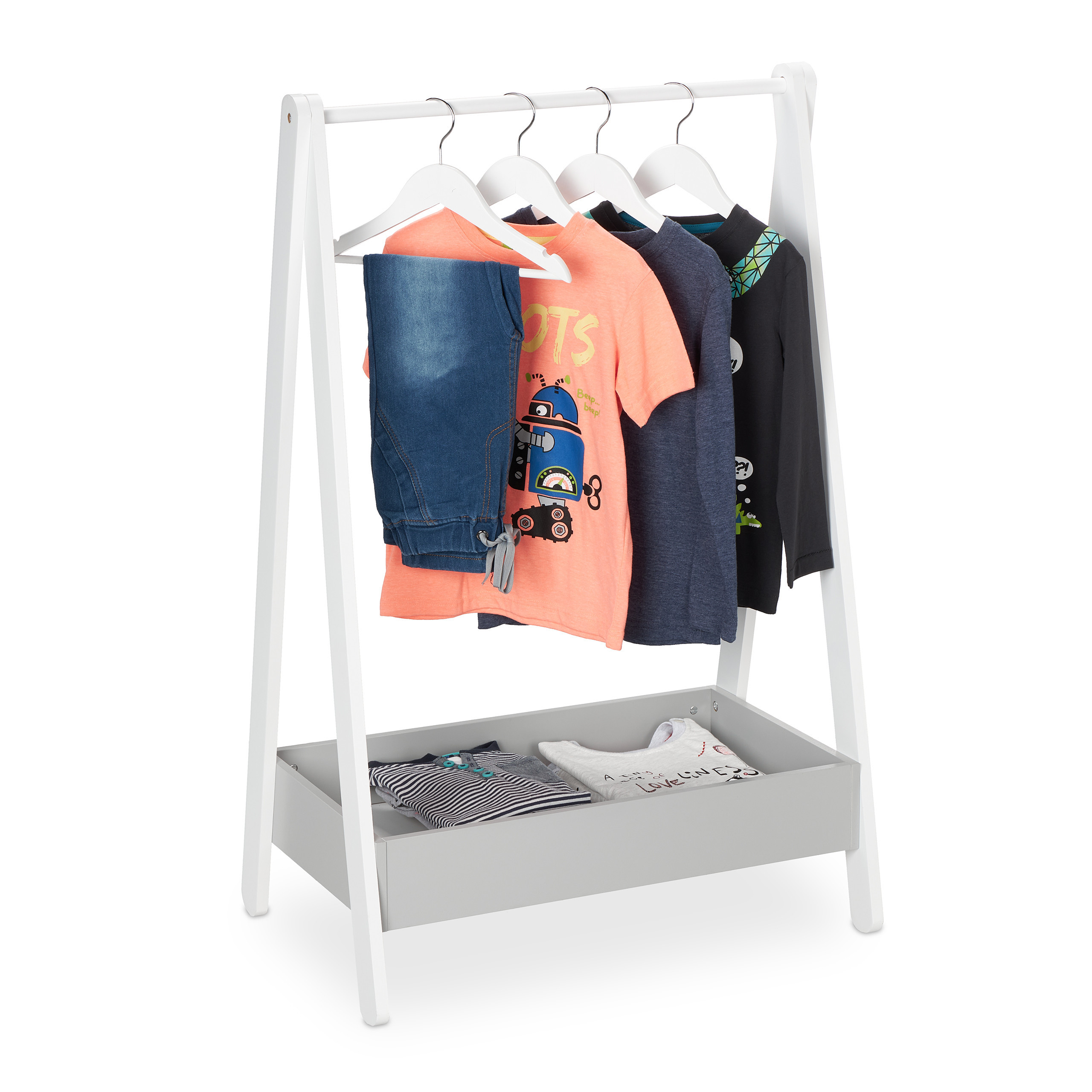 Children's Clothes Rack In White/gray - (w)63.5 X (h)99 X (d)42 Cm