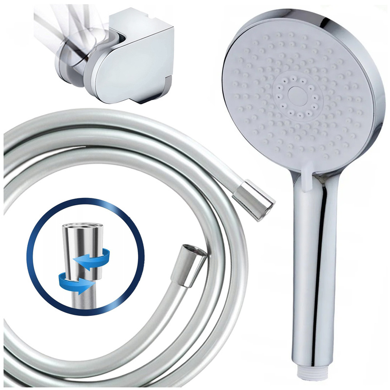Image of Set Of Shower Accessories: 5-function Shower Head + Hose + Adjustable Chrome Holder