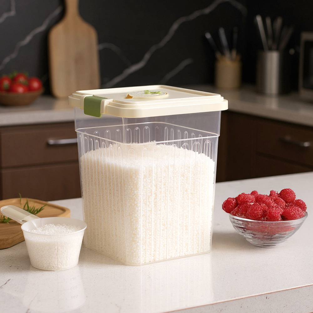 TEMU 15kg Kitchen Large Capacity Mixed Grain And Cereal Bucket - Dog Food, Cat Food, Flour Storage Box - Plastic Storage Container - 34*24.5*34cm