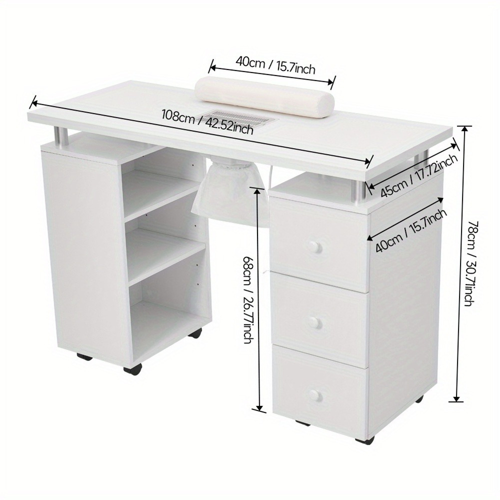 Professional Mobile Manicure Table with Storage Cabinet