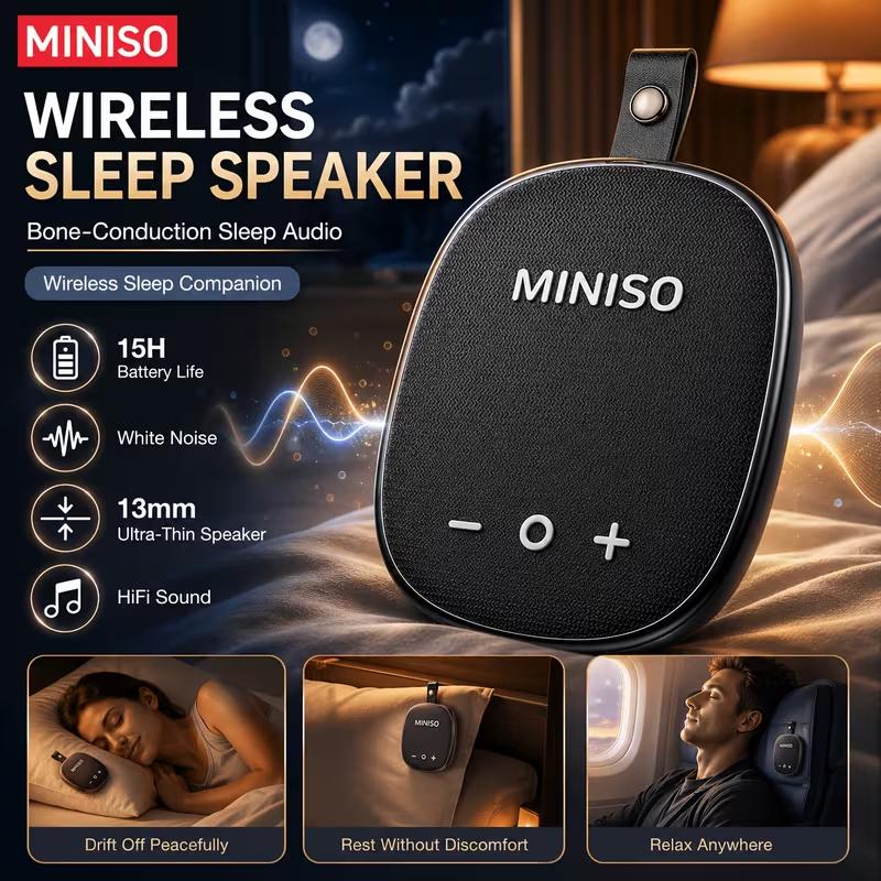 TEMU M105 Bluetooth Bone Conduction Under-pillow Sleep Speaker, Compact Ultra-thin Portable Audio Device, Rechargeable Cells (usb ), White Noise,