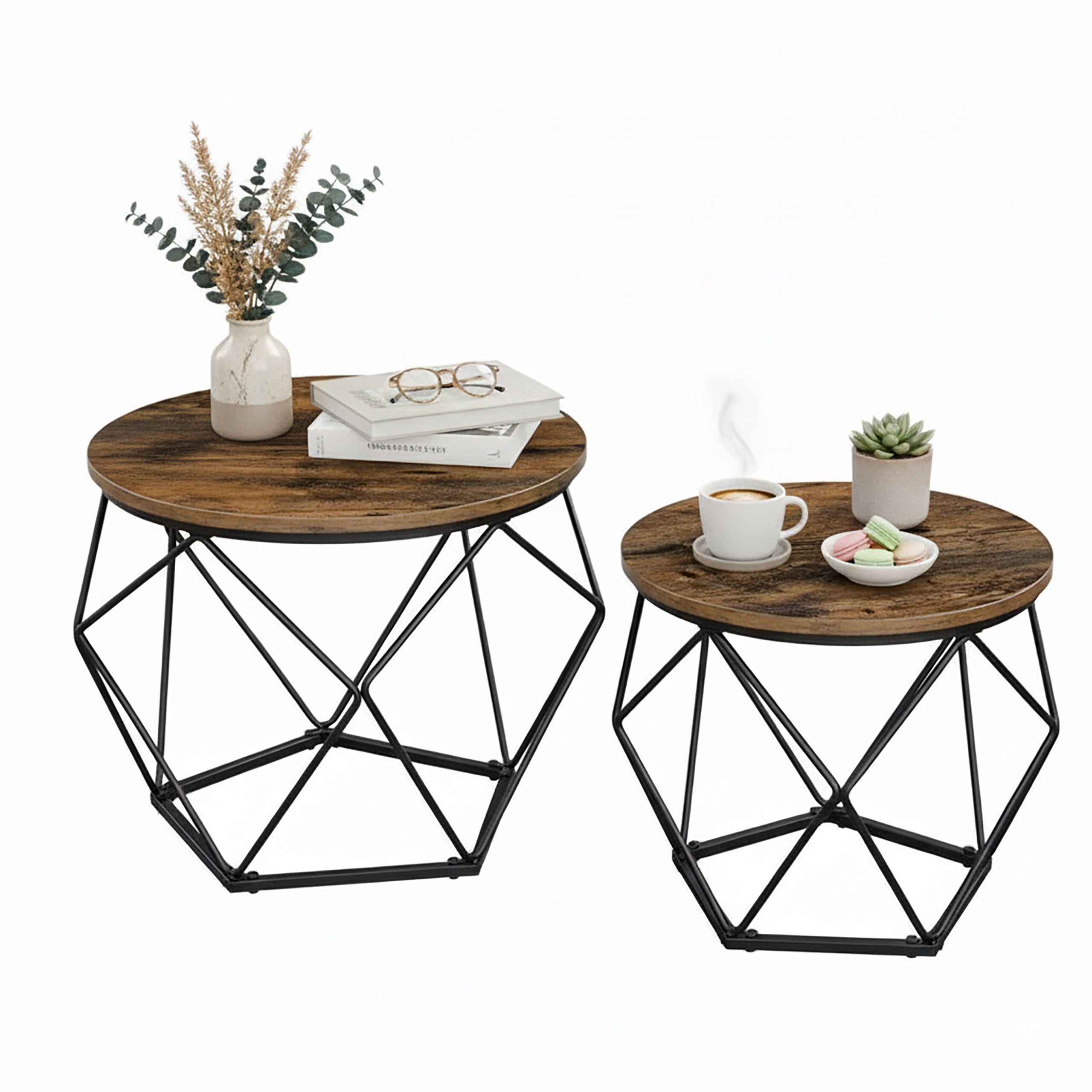 2-piece Coffee Table Set In Brown/black