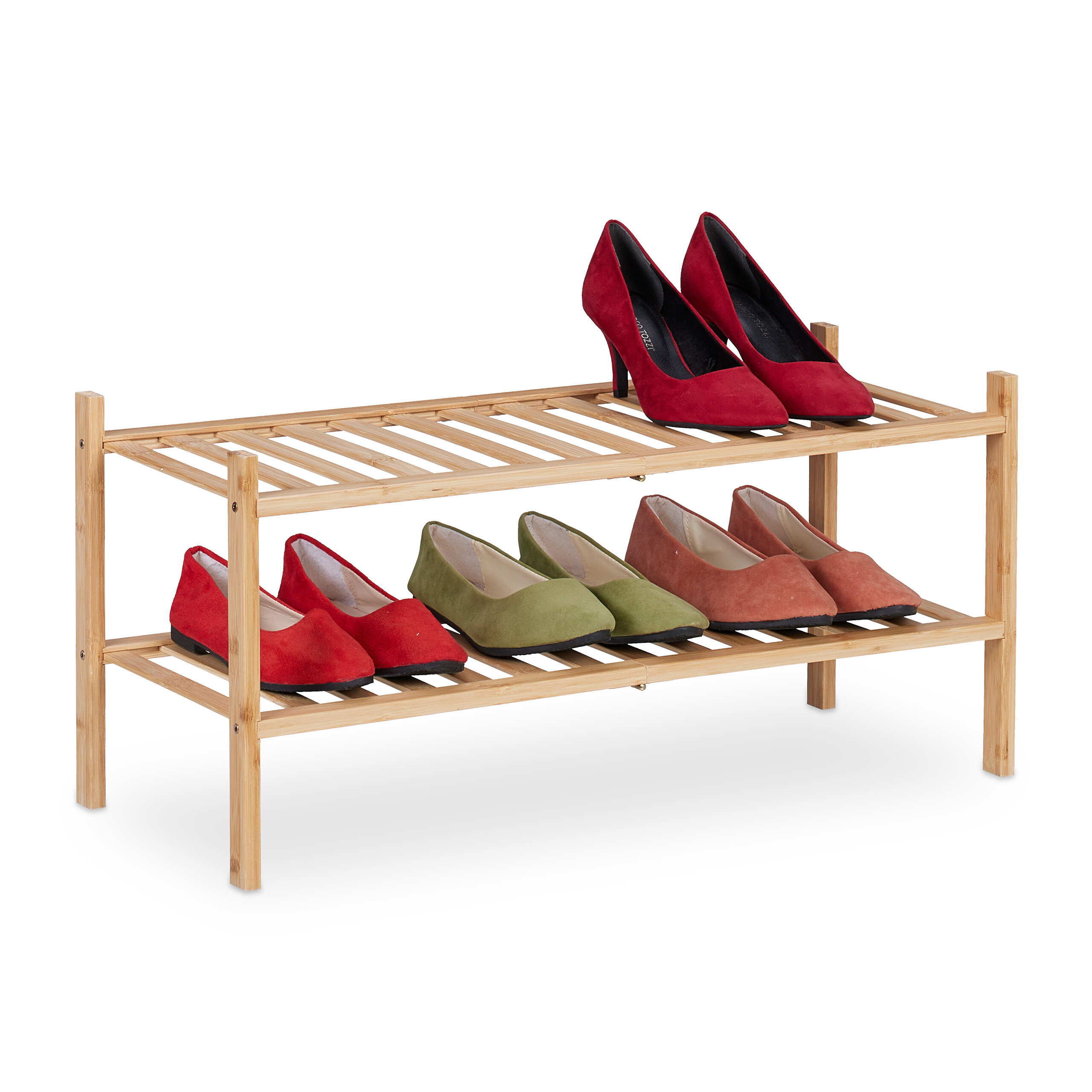 Shoe Rack In Natural - (w)68.5 X (h)32 X (d)28 Cm
