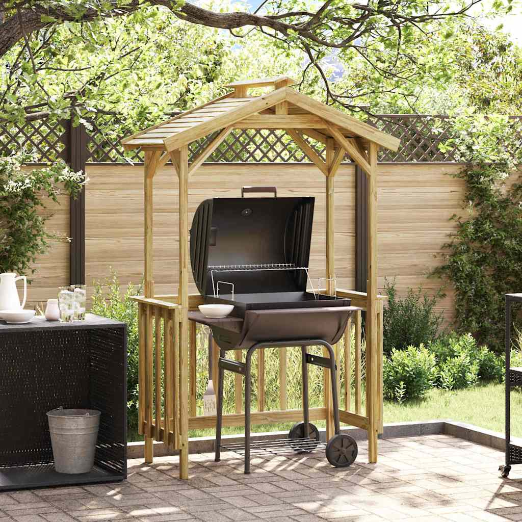 Image of Vidaxl Grill Gazebo, Treated Pine Wood, Outdoor Kitchen Canopy, Patio Shade, , Garden For Parties And Bbqs