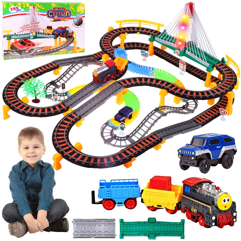 Image of Electric Train Locomotive Uncoupling Cars Track Racing 700cm 192 Elements Malplay