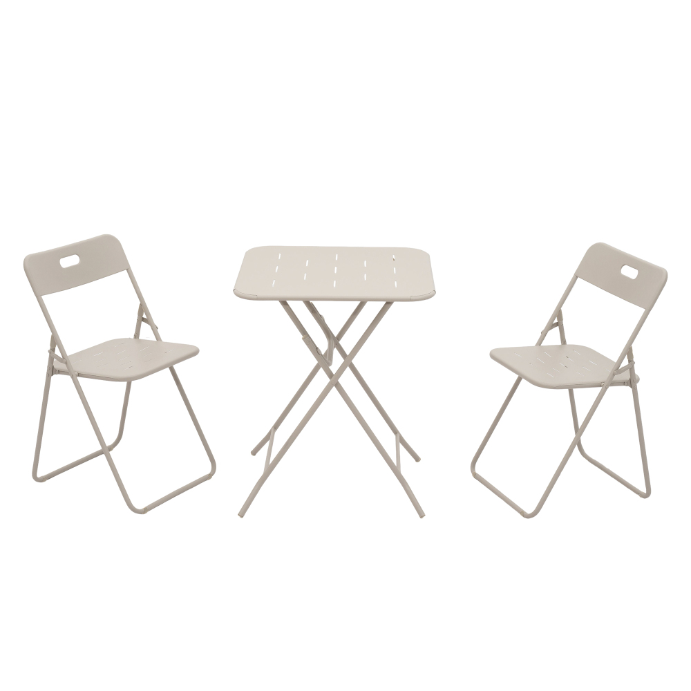 Image of 3pcs Bistro Set Steel, 2 Folding Chairs + Table, Foldable Lightweight Portable, Easy To Care For Through , For 2 People, For Terrace Balcony Garden