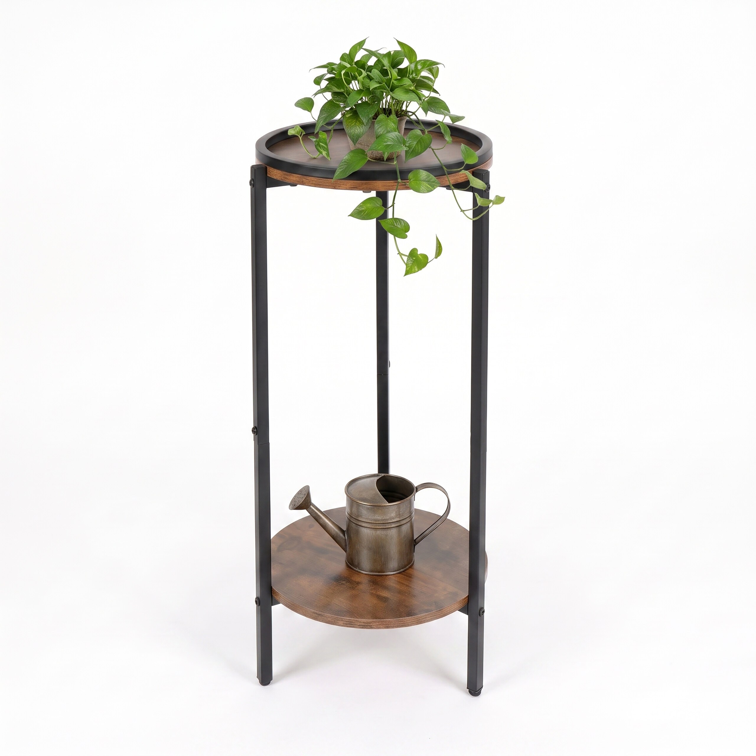 Image of Side Table "industrial" In Black/brown - (h)73 X Ø Cm