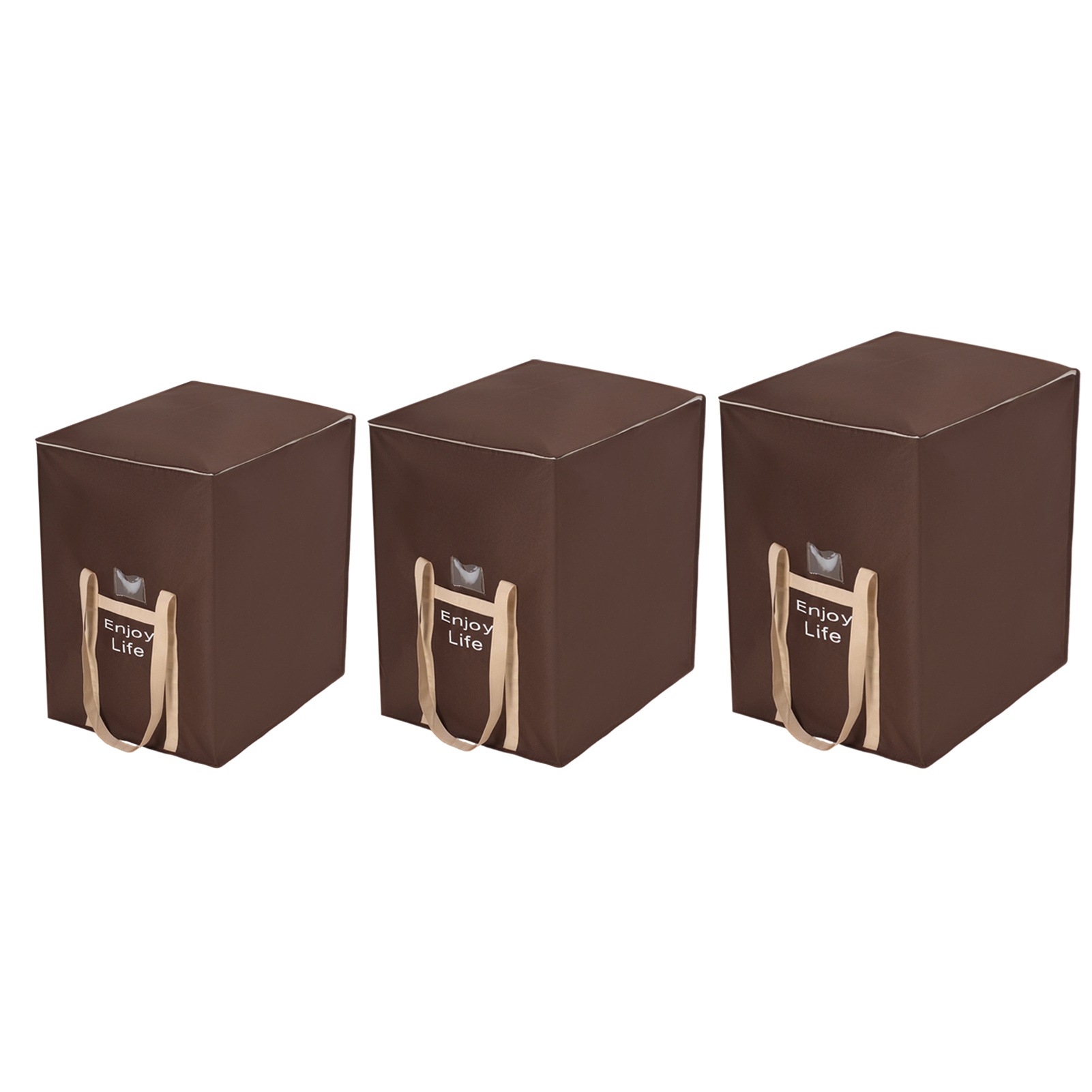 3pcs Stackable Closet Storage Box with Two-Way Zipper and Dual Side Handle