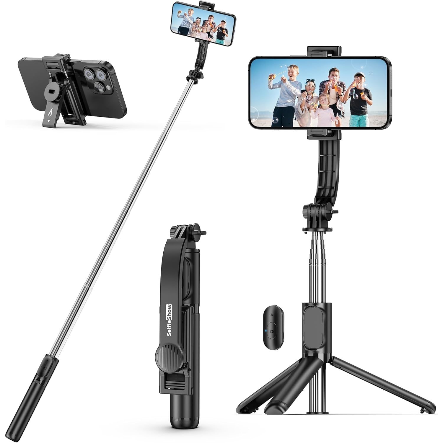 TEMU SelfieShow Palo Selfie , Mini Extensible 4 en 1 Selfie Stick Móvil con Inalámbrico Control Remoto, Monópode Extensible Compatible con iPhone