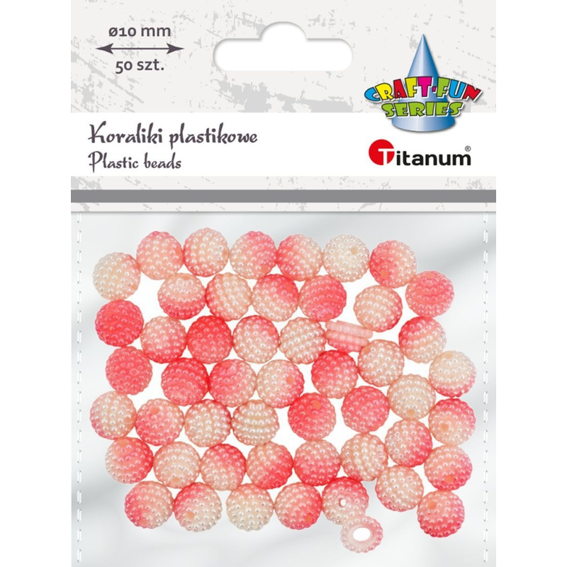 White-coral Colored Plastic Beads, 10mm, 50 Pieces, Titanium