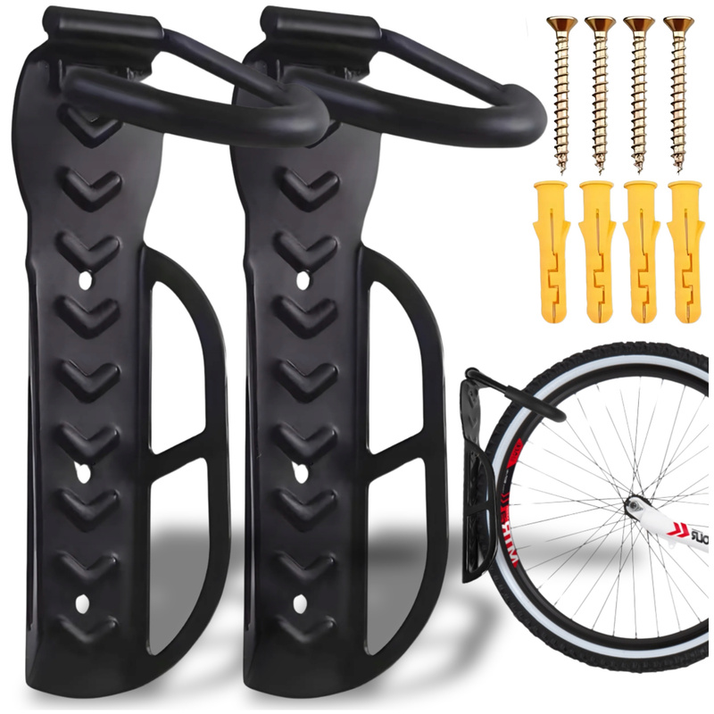 E-shop 2er-Set Wand-Fahrradhalter, Metall und stark, rutschfeste Beschichtung, einfache Installation, ideal für Garage, oder Wohnung, spart Platz,