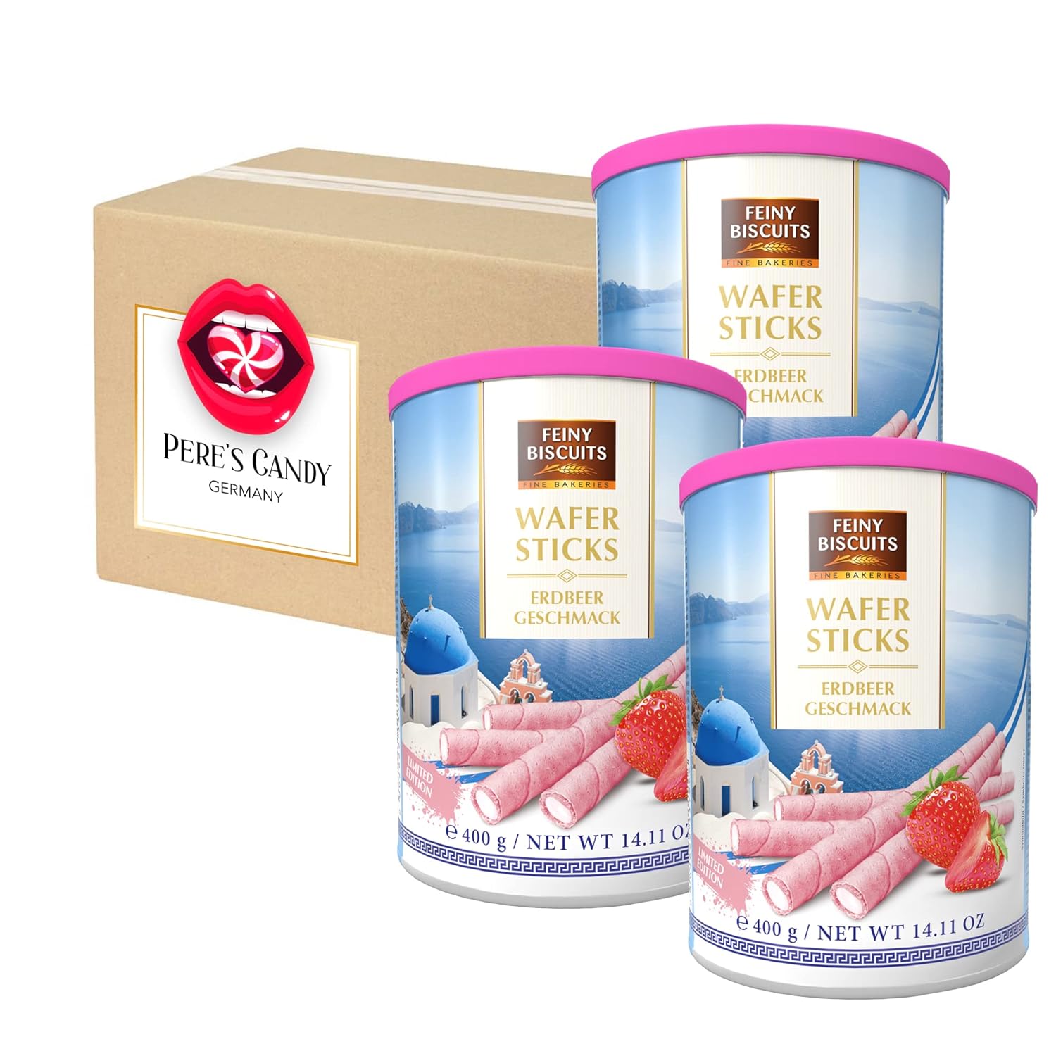 Erdbeere Wafer Sticks 3x400 G