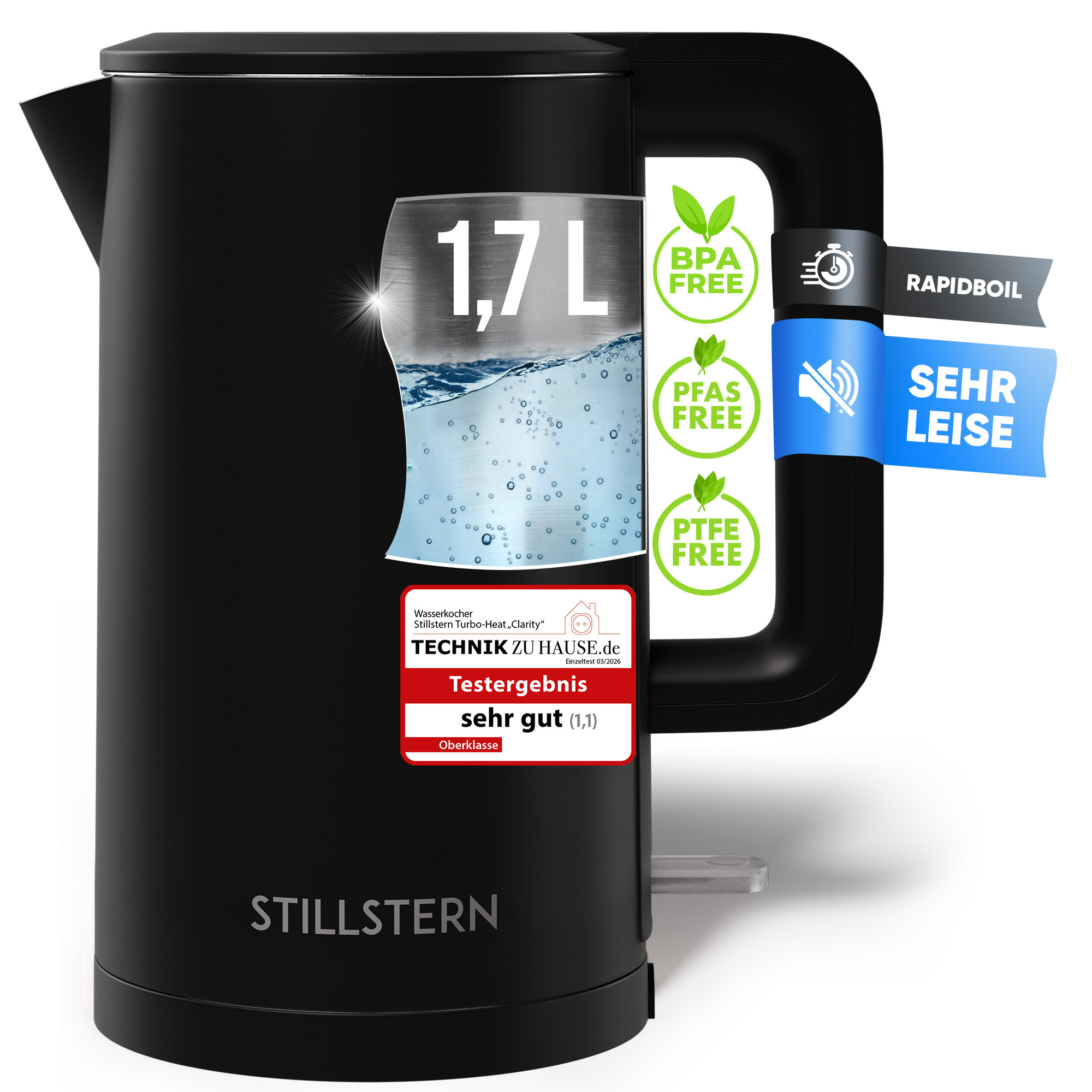Image of Kettle With Stainless Steel Filter [ & Ptfe Free, 1.7l - 2200w] Kettle With Precision Spout And Anti-fingerprint Coating, Fast Heating, Camping Tea Kettle