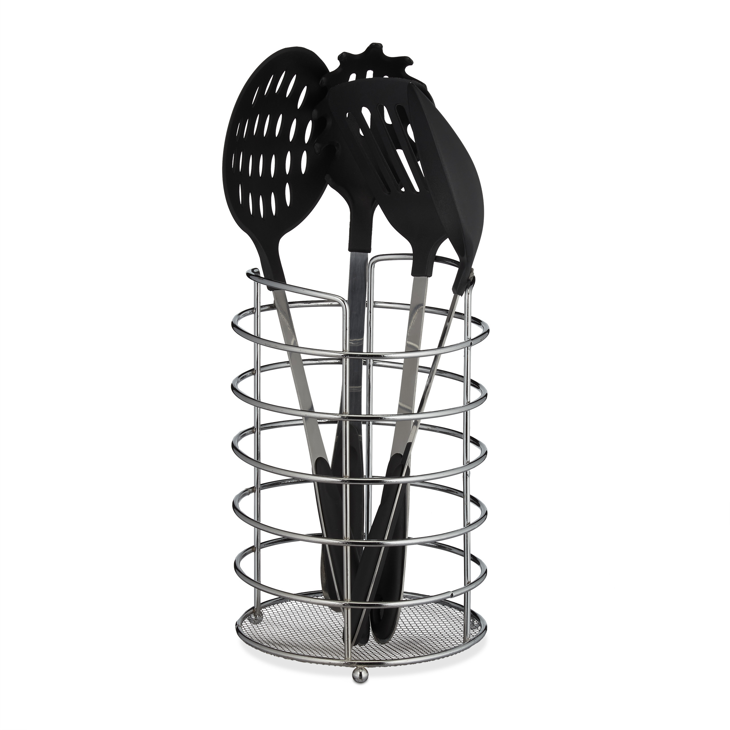 Silver Kitchen Utensil Holder - (h)22.5 X Ø 15 Cm