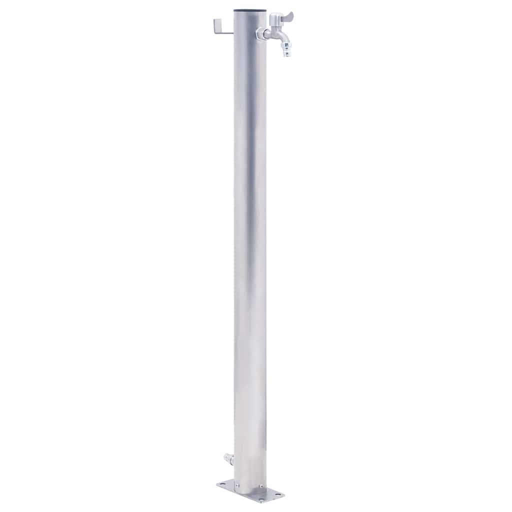 Vidaxl Garden Water Column, Faucet With 1 Hook, Garden Water Column For Garden Irrigation, Water Tap Column Watering Station, Stainless Steel Round