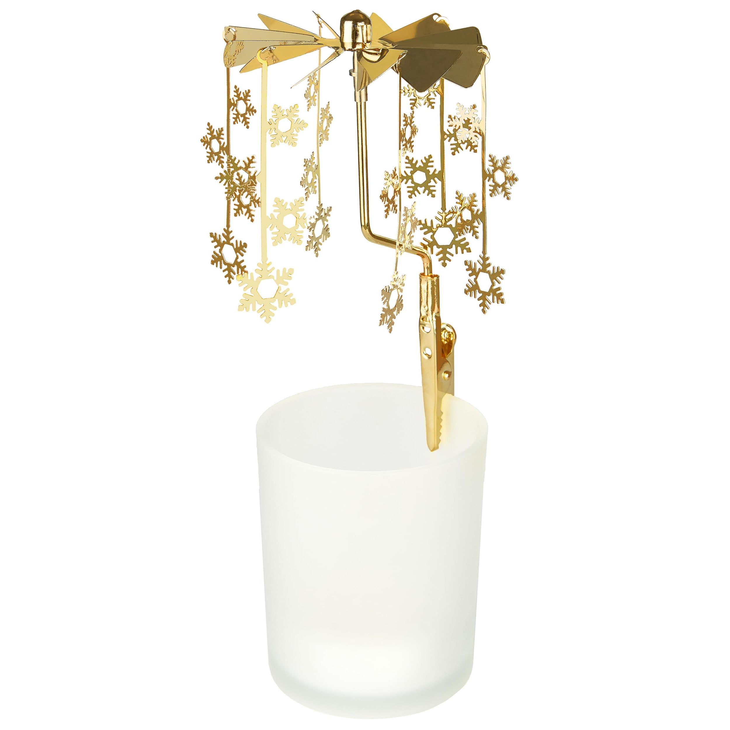 Image of Brubaker Christmas Tea Light Carousel - Metal And Glass Lantern Carousel - Rotating Tea Light Holder With Snowflakes