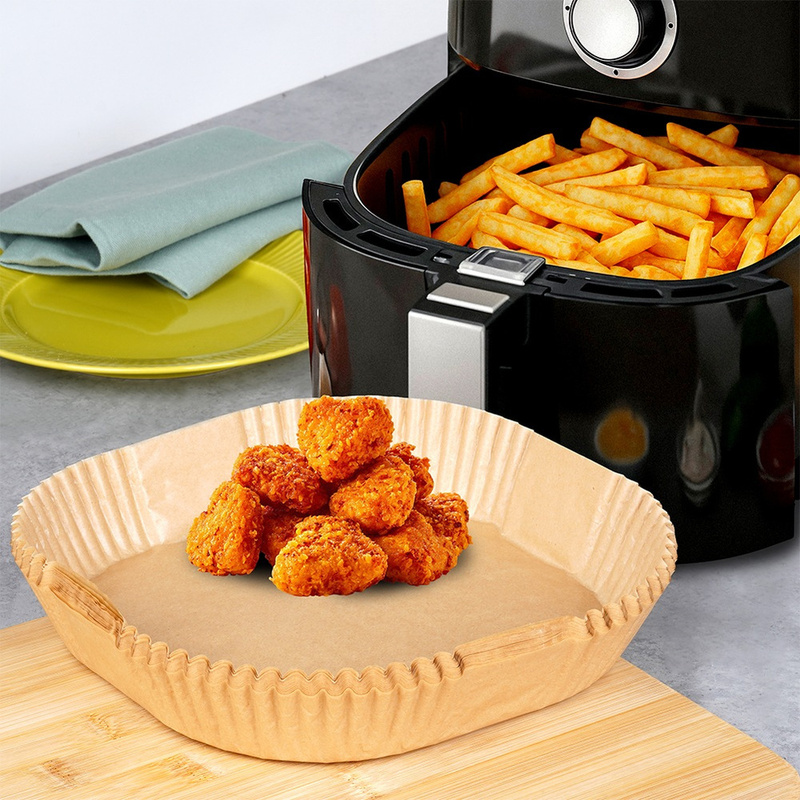 Paper Inserts For Fat-free Air Fryer 23x23 Cm 50pcs. Brown, Single-use, Square-shaped, Heat-resistant, , Protective And Keeping Clean, Ideal For Frying And Baking Without Changing Of Dishes.