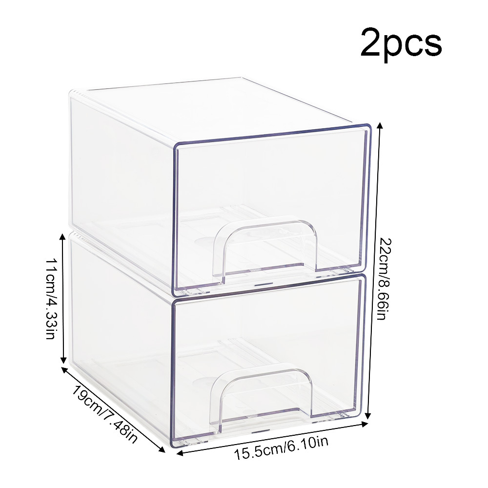 Medium Stackable Organiser Box, Clear Acrylic Storage Drawers