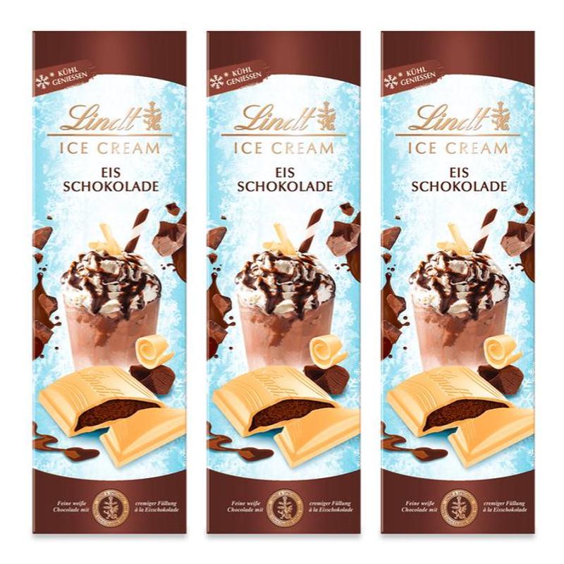 Image of Lindt White Chocolate With Ice Chocolate Filling | Enjoy Chilled | Chocolate Bar | Chocolate Gift, 3x 100g