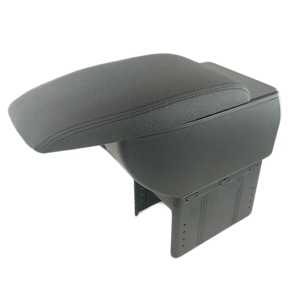 Car Armrest Center Console Organizer Console Armrest Box Universal Black Leather Storage Compartment Tray