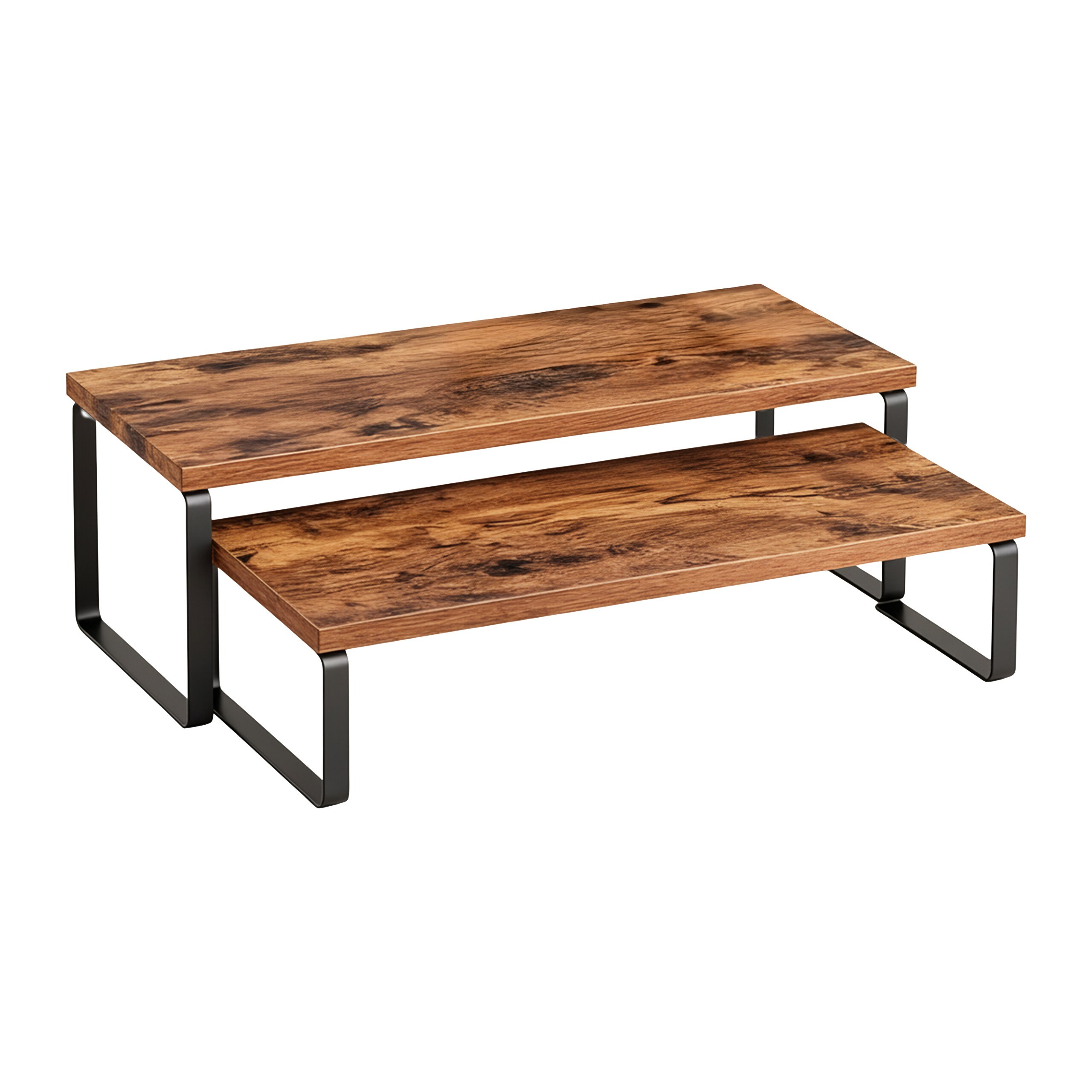 2-piece Table Shelf Set In Brown/black