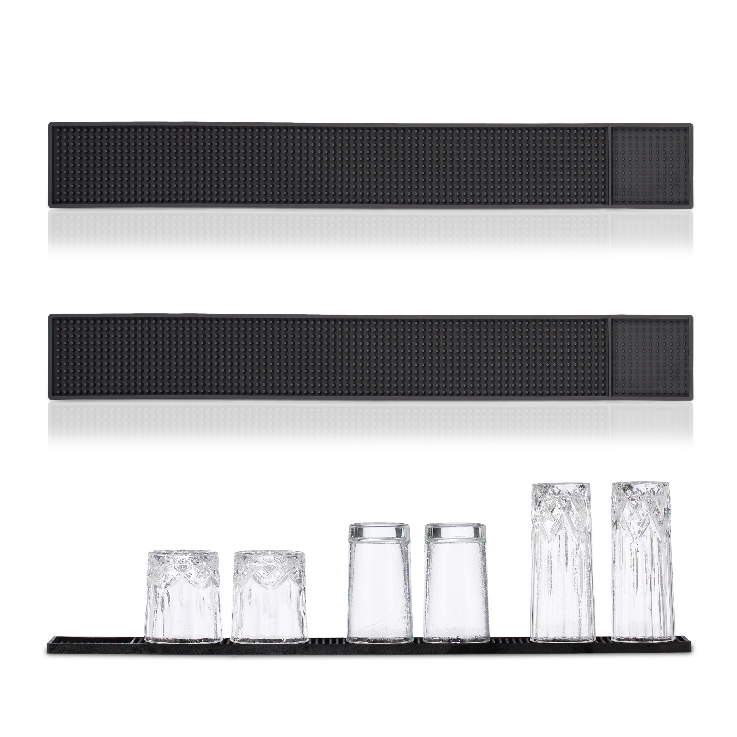 2 X Bar Mats In Black - 60 X 8 Cm