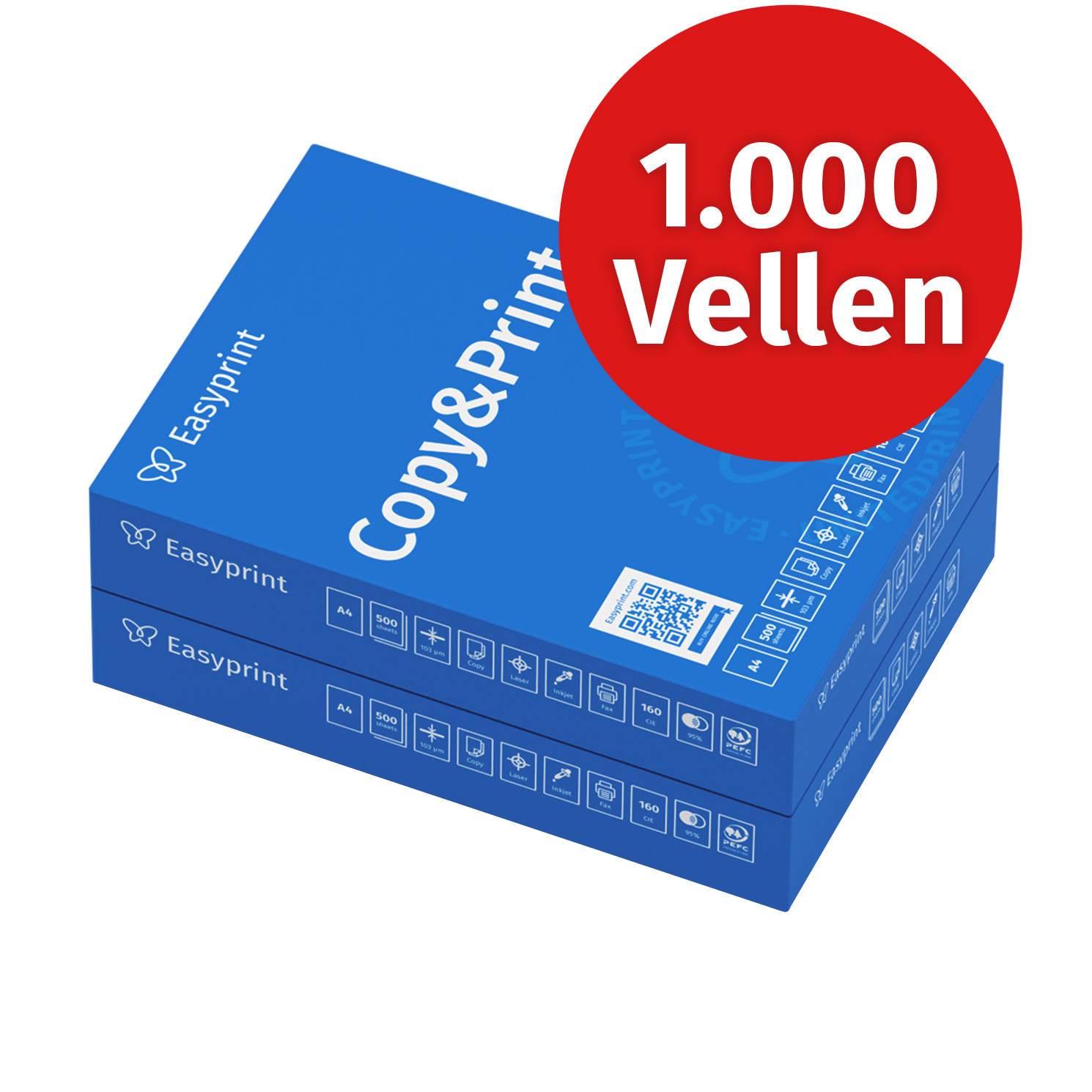 Easyprint Printer Papier Copierpapier 1000 Vellen 2 X 500 A4 Premium Wit Gecertificeerd