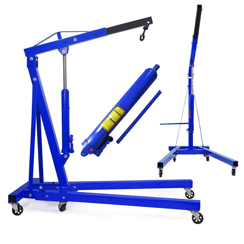 Blue 1 Ton Folding Engine Crane Stand for Garage Use