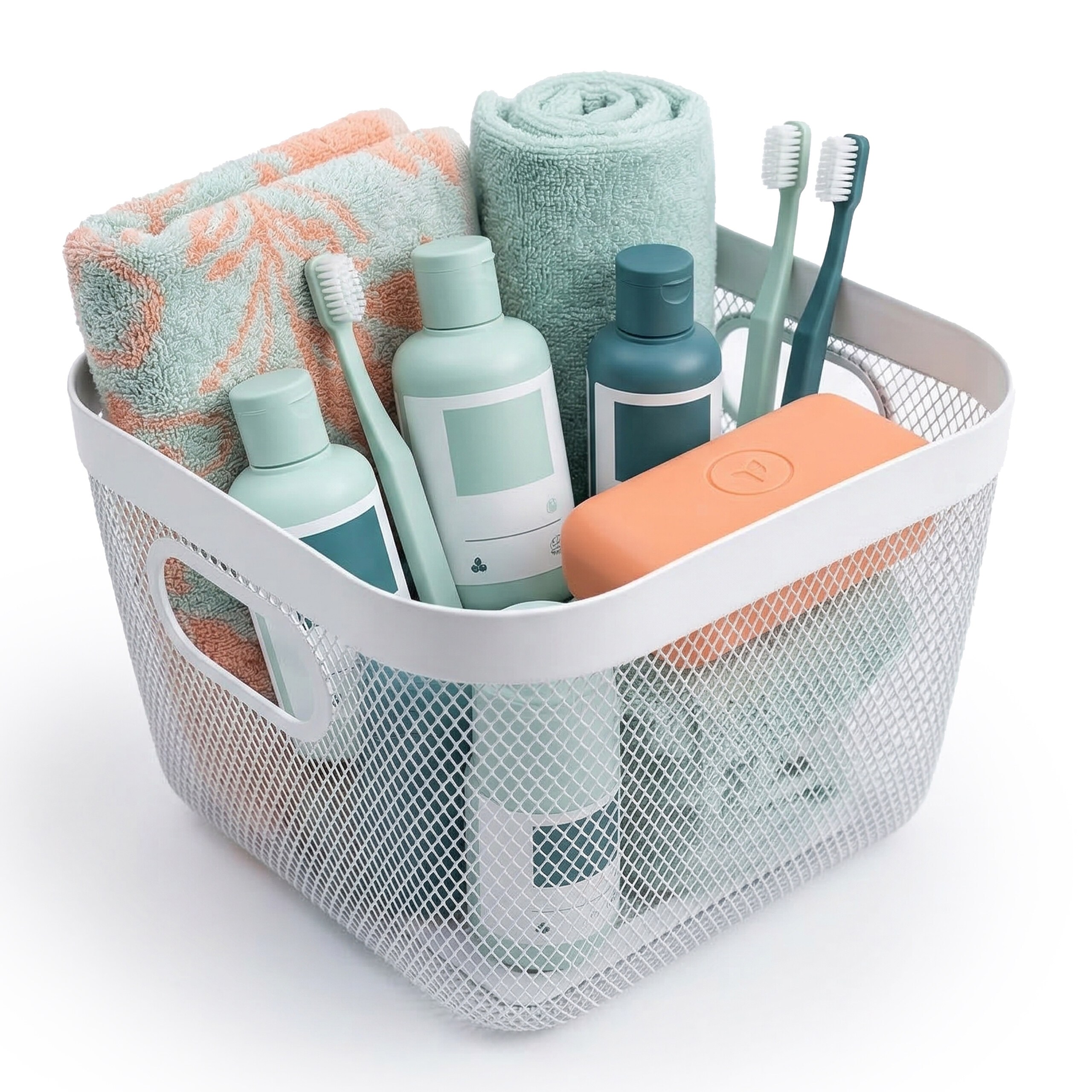 Storage Basket In White - (w)24 X (h)17 X (d)24.5 Cm