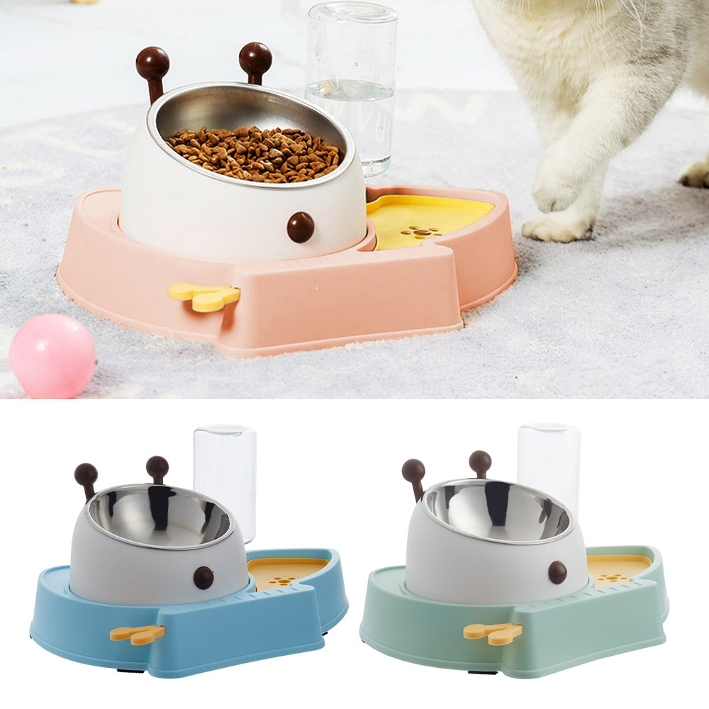 Tilted 15° Cat Bowl, Cat Food Bowl with Stand, Cat Bowl with Water Feeder, Pet Food Feeding Bowl for Cat and Puppy, 3 Colours Available