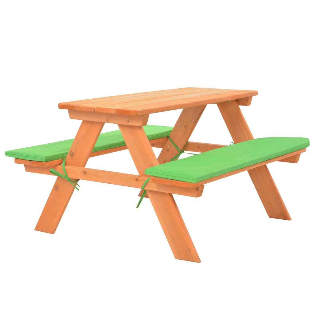 Vidaxl Solid Pine Wood Kids Picnic Table Bench Set, Garden Table And Chairs, Children's Seating Group, Outdoor Furniture, 89x79x50 Cm