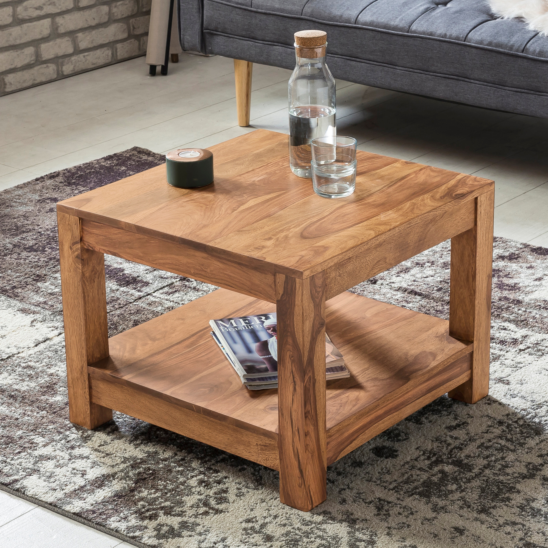 Solid Wood Coffee Table 60 X 60 Cm Living Room Brown Country House Style Side Table Color Selectable