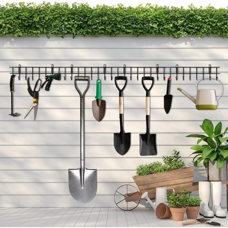 TEMU Coselena Garden Tool Storage Rack 160cm – Wall-mounted Metal Tool Organizer For Shed
