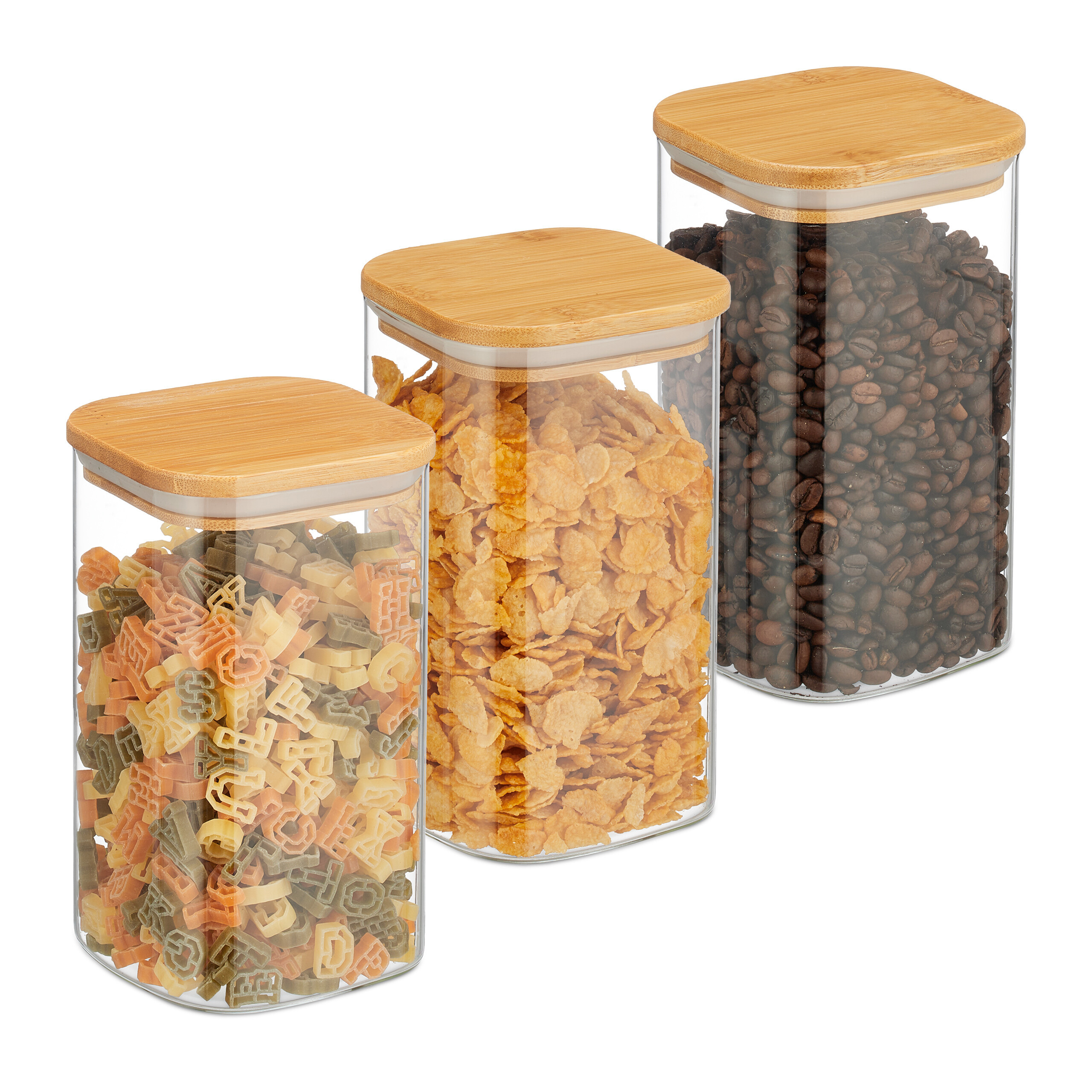 3 X Storage Jar In Transparent/ Natural - 1200 Ml