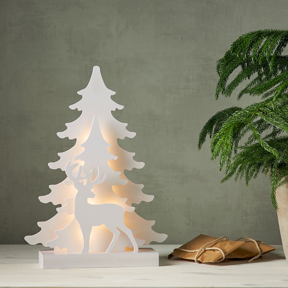 Image of Led Lighted Christmas Tree Decoration, Wooden Christmas Ornament, Advent/christmas Decor, White/cool White, Lxh 29 X 41 Cm