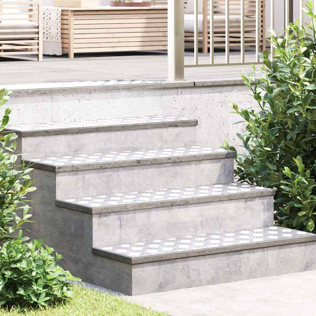   Industrial Anti-Slip Metal Stair Treads 4 Pack Rectangular Grey Durable Not for Indoor Stair   Safety Geometric Textured Surface Protection Resistant Accessories