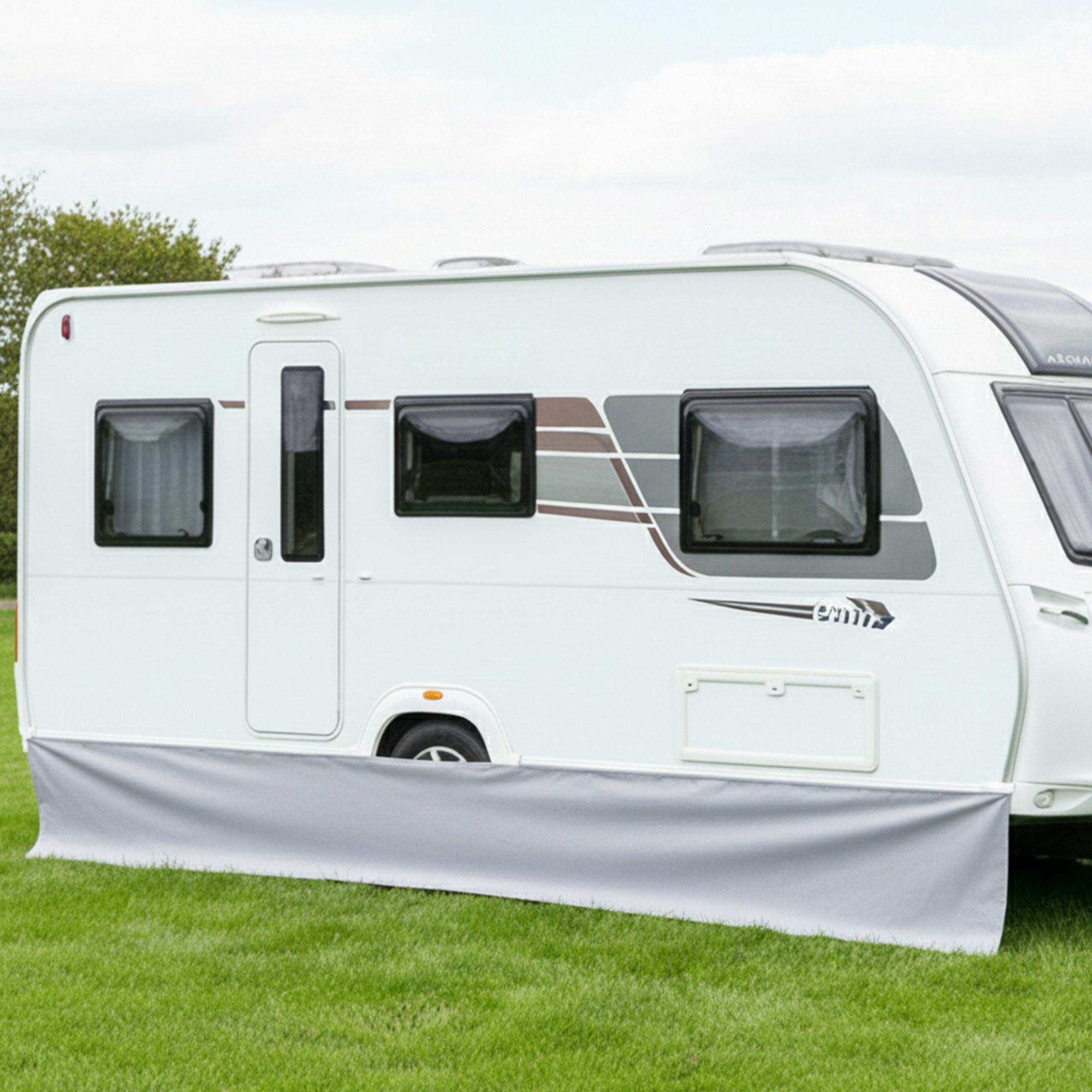 Image of Ground Skirt For 400x60 Cm - Grey - Windshield For Awning Windbreak Camping Accessory Windproof Wind Deflector Motorhome Made Of Polyester With Keder.