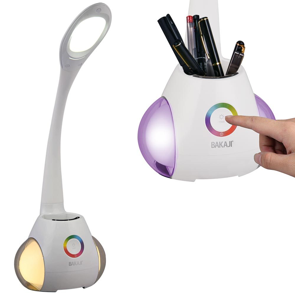 TEMU BAKAJI Lampada da Tavolo Luce LED Dimmerabile Accensione Touch con Luce d' RGB e Portapenne Regolabile Dimensione 58 x 18 cm