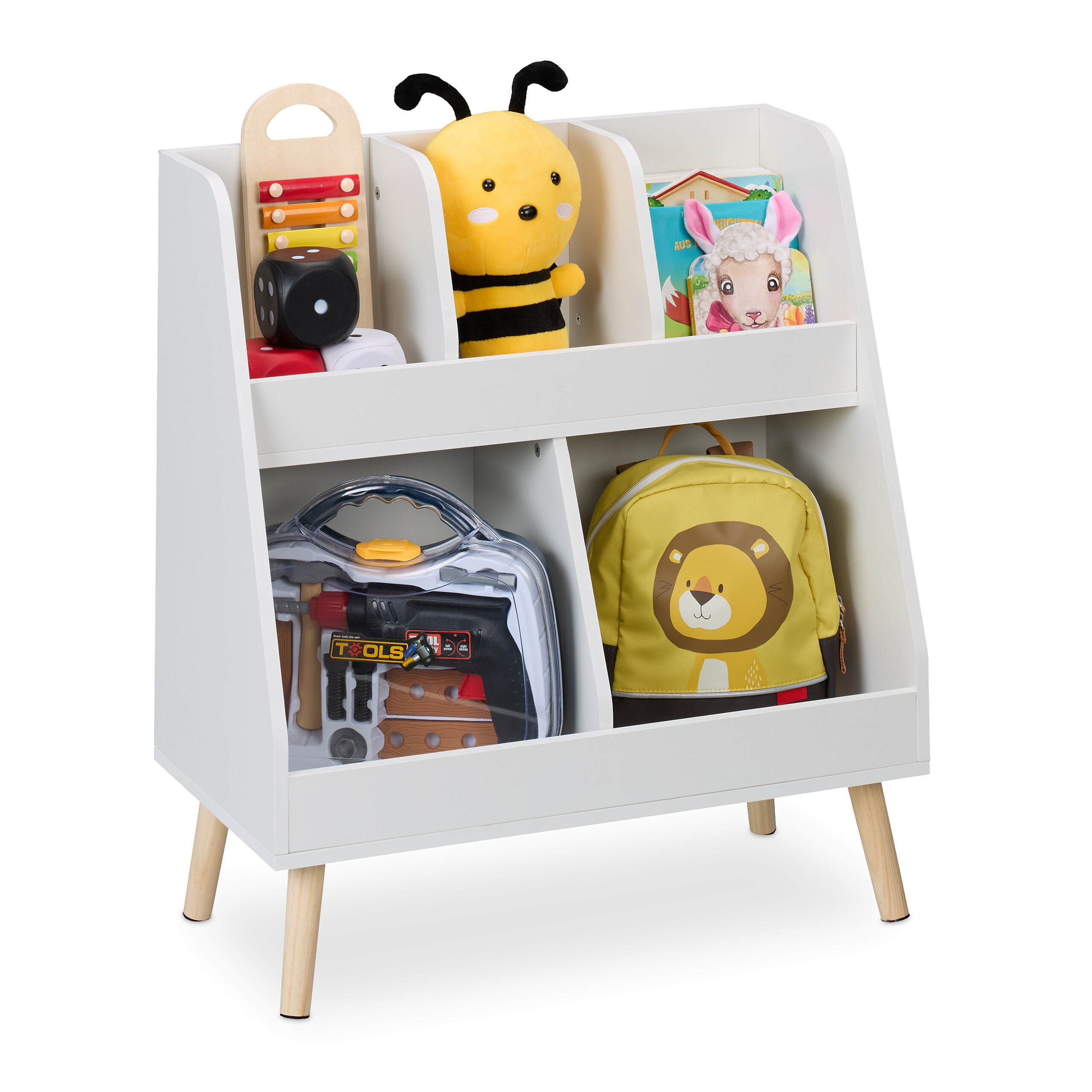 Children's Shelf In White/natural - (w)60 X (h)66 X (d)30 Cm
