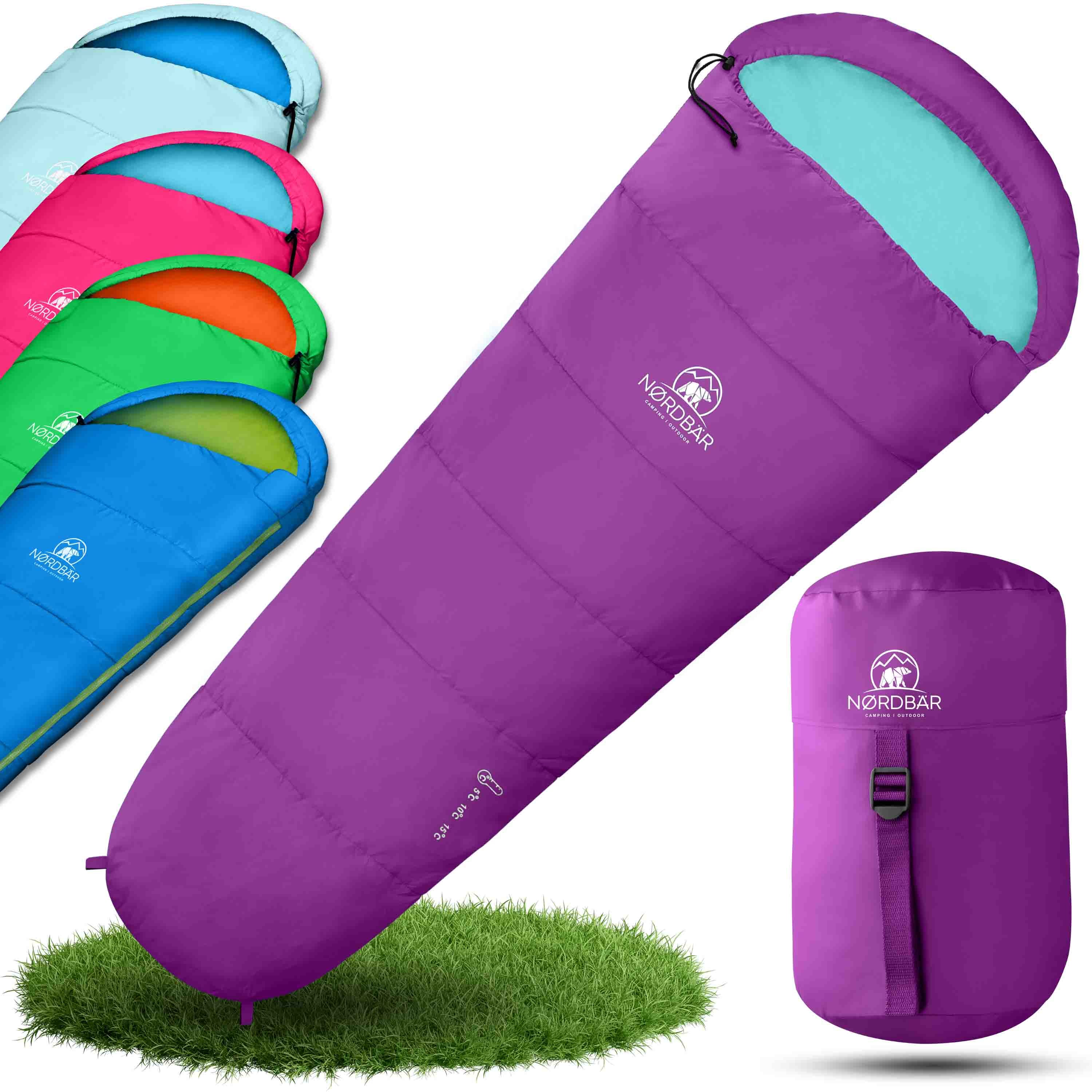Nordbär® Kids Sleeping Bag For Up To 145 Cm Height | Inner Lining Made Of 100% Cotton | Lightweight & Warm Sleeping Bag | Children's Outdoor Sleeping Bag [] | Camping Kids Sleeping Bags