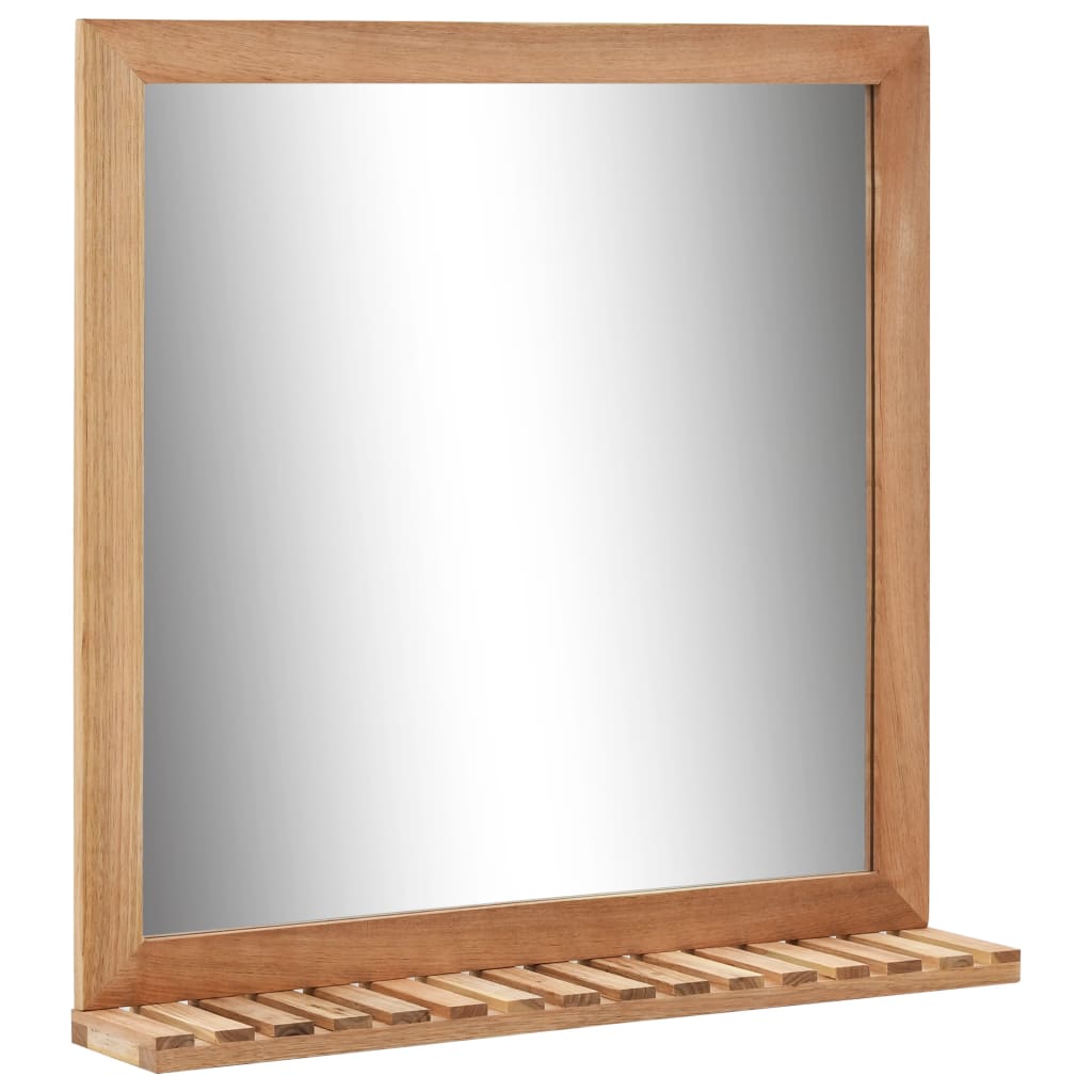 Vidaxl Solid Walnut Bathroom Mirror With Shelf Bathroom Mirror Wall Hanging Mirror Cosmetic Mirror Hallway Mirror 60x12x62cm Natural
